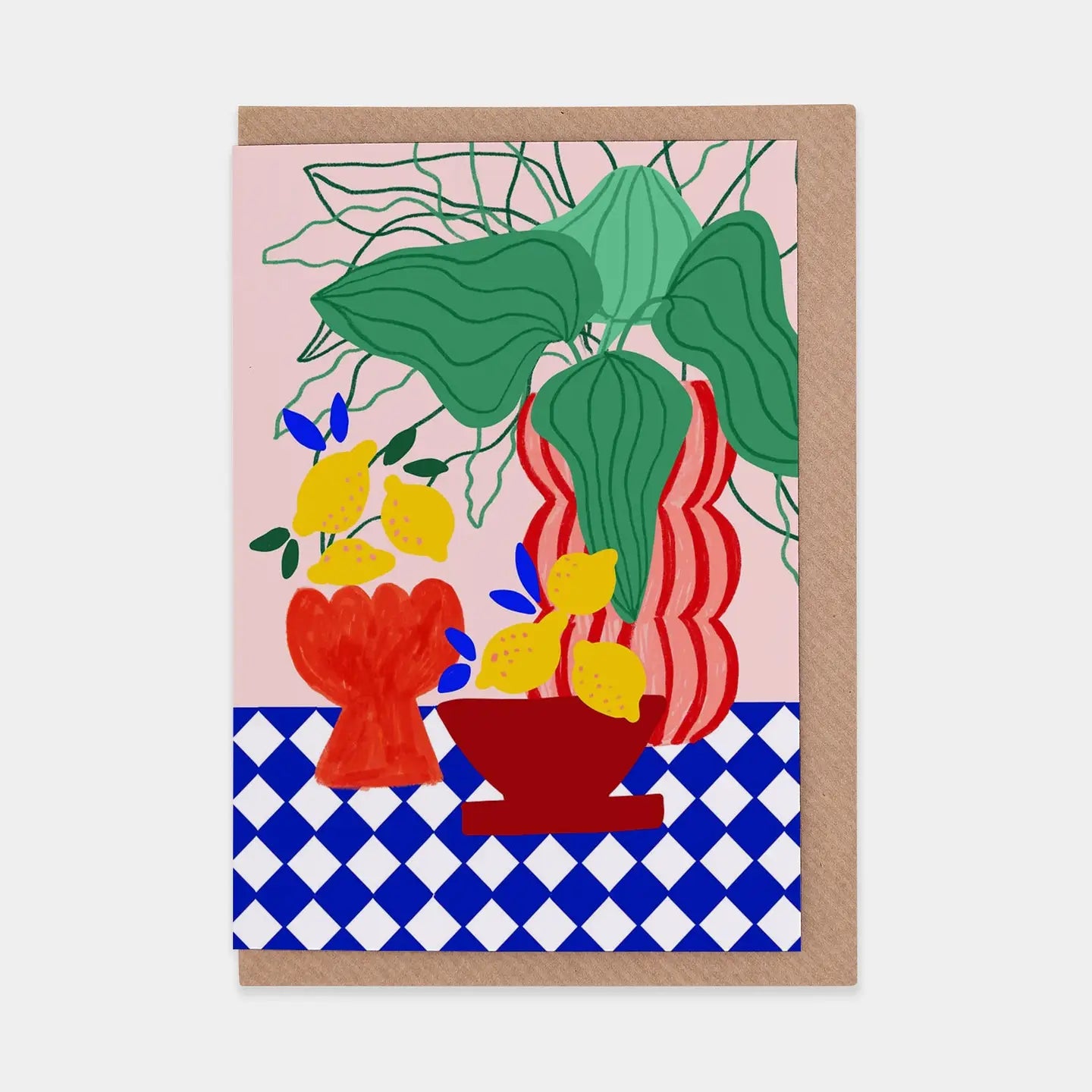 Greeting Card / Blue Tiles + Lemons