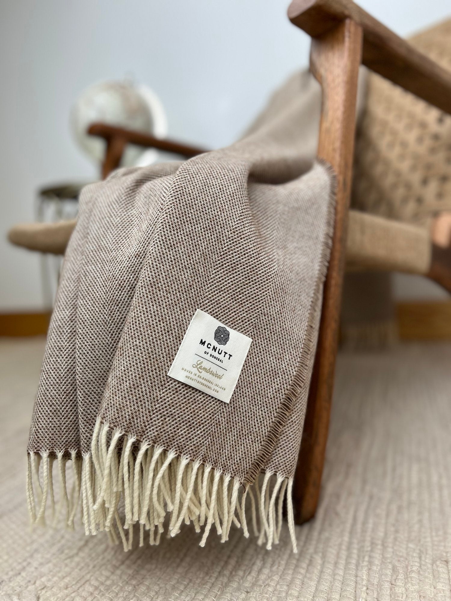 McNutt of Donegal | Merino Lambswool Blanket | Butterscotch