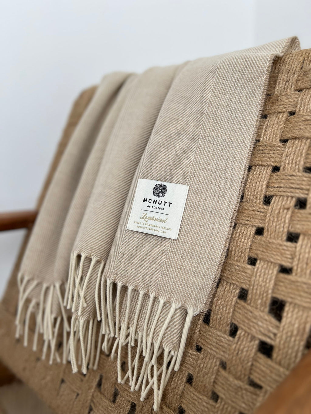 McNutt of Donegal | Merino Lambswool Blanket | Basswood