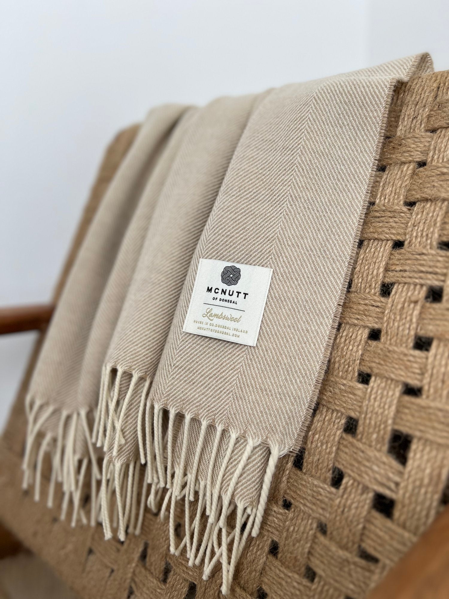 McNutt of Donegal | Merino Lambswool Blanket | Basswood