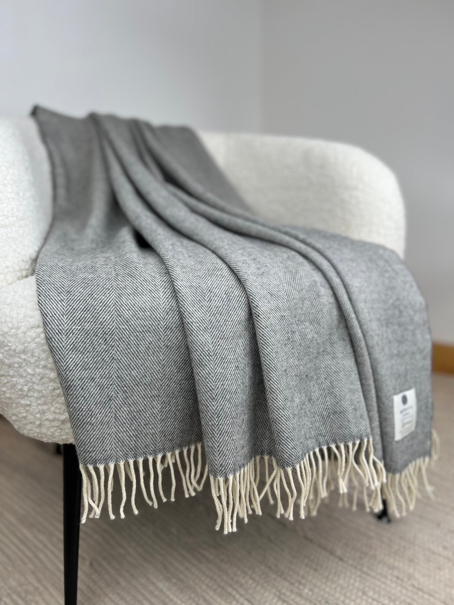 McNutt of Donegal | Merino Lambswool Blanket | Uniform Grey