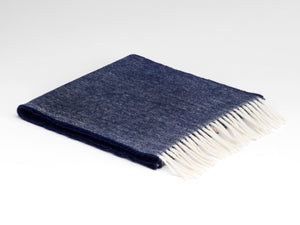 Navy Herringbone Scarf | 100% Merino Lambswool