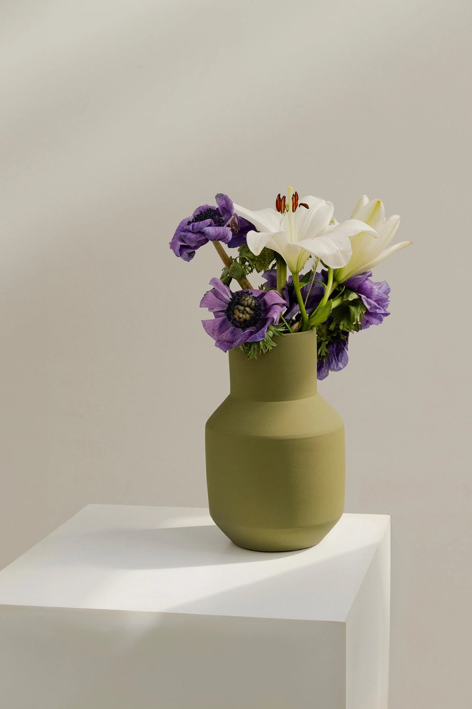 'Sado' Handmade Vase | Olive Green